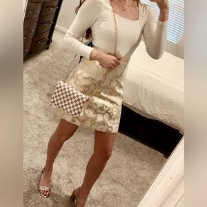 NWT J. Crew Ivory Gold Floral jacquard A-line skirt